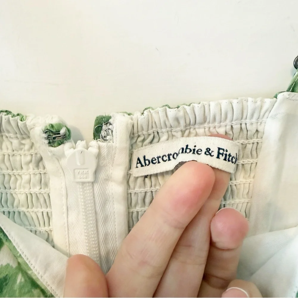 Abercrombie & Fitch | Emerson Poplin Wide Strap Midi Dress green floral Small - Picture 6 of 11